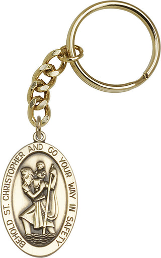 Gold Oxide Saint Christopher Keychain