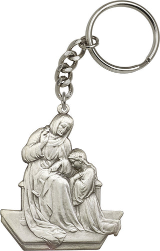 Silver Oxide Saint Ann Keychain