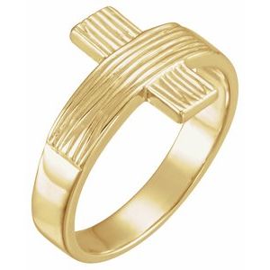 14K Gold The Rugged Cross Chastity Ring