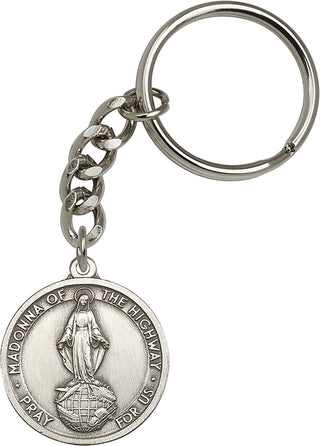 Silver Oxide Our Lady of the Highway Keychain