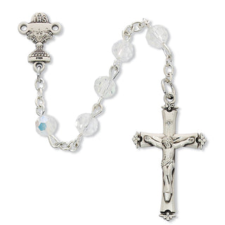 Sterling Silver 6MM Crystal Communion Rosary