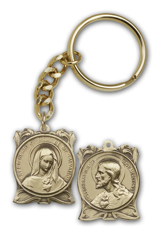 Antique Gold Immaculate Heart of Mary Keychain