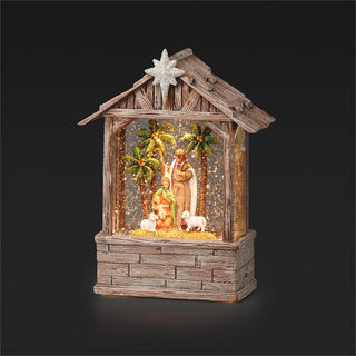 8.75-Inch Led Swirl Stable With Holy Family - Plug-In Cord