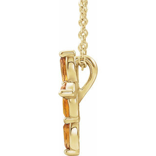 14K Yellow Natural Citrine Cross 16-18" Necklace