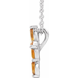 Sterling Silver Natural Citrine Cross 16-18" Necklace