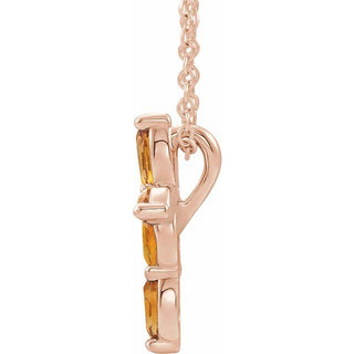 14K Rose Natural Citrine Cross 16-18" Necklace