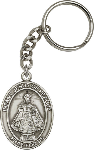 Silver Oxide Infant of Prague Keychain