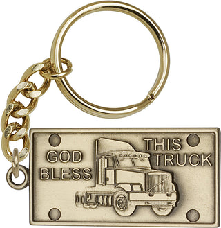 Gold Oxide God Bless This Truck Keychain