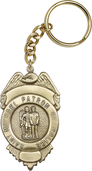 Gold Oxide Saint Michael the Archangel Keychain