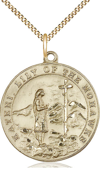 14kt Gold Filled Saint Kateri Medal Catholic Jewelry