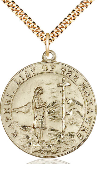 14kt Gold Filled Saint Kateri Medal Catholic Jewelry
