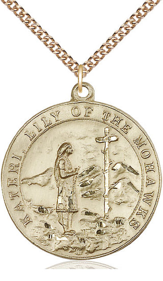 14kt Gold Filled Saint Kateri Medal Catholic Jewelry