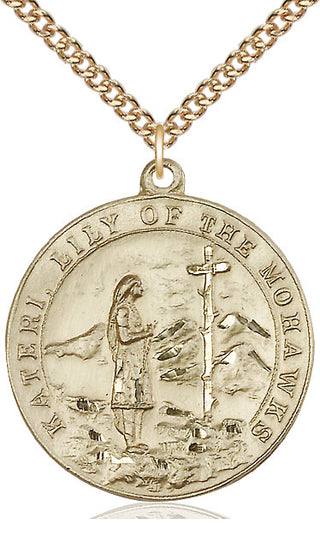 14kt Gold Filled Saint Kateri Medal Catholic Jewelry