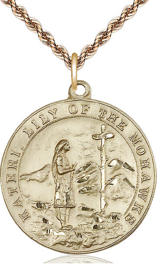 14kt Gold Filled Saint Kateri Medal Catholic Jewelry