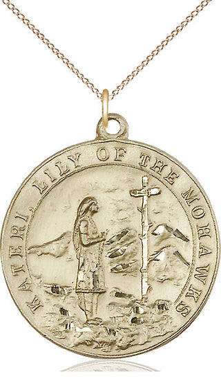 14kt Gold Saint Kateri Medal