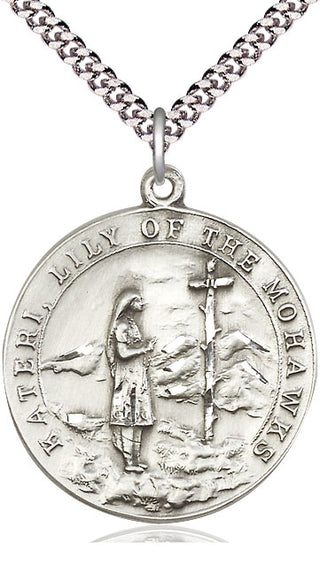 Sterling Silver Saint Kateri Medal Catholic Jewelry