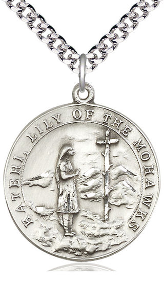 Sterling Silver Saint Kateri Medal Catholic Jewelry