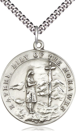 Sterling Silver Saint Kateri Medal Catholic Jewelry