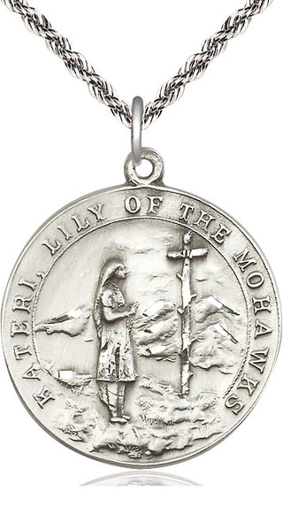 Sterling Silver Saint Kateri Medal Catholic Jewelry