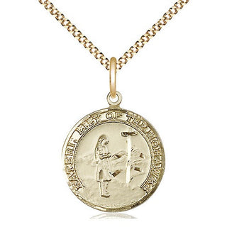14kt Gold Filled Saint Kateri Medal Religious Jewelry