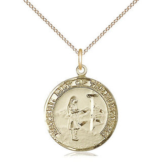 14kt Gold Filled Saint Kateri Medal Religious Jewelry