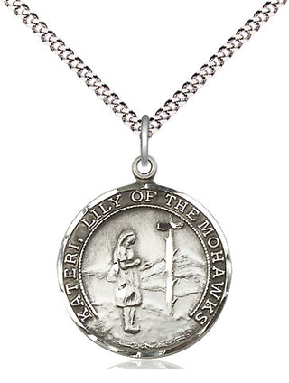 Pewter Saint Kateri Medal Religious Jewelry