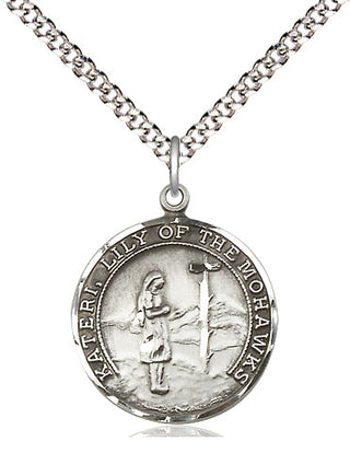 Pewter Saint Kateri Medal Religious Jewelry