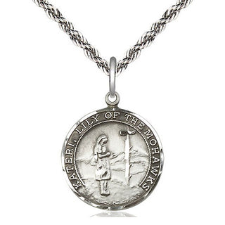Sterling Silver Saint Kateri Medal Religious Jewelry