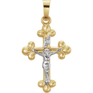 14K Gold & White Crucifix Pendant
