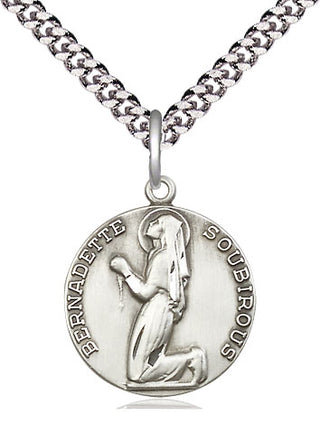 Sterling Silver Saint Bernadette Medal Religious Jewelry