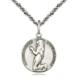 Sterling Silver Saint Bernadette Medal Religious Jewelry