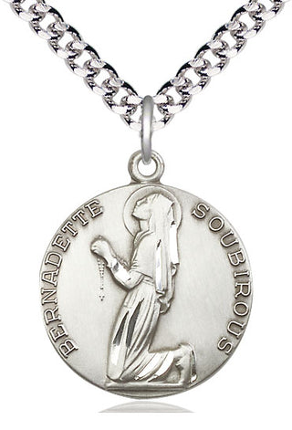 Sterling Silver Saint Bernadette Medal Catholic Jewelry