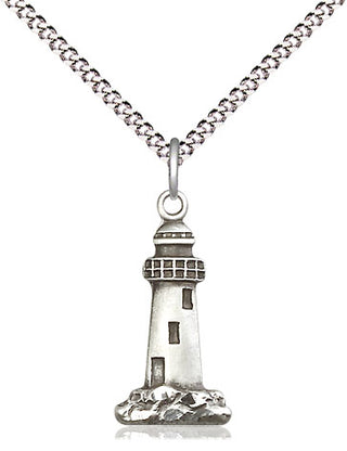 Pewter Lighthouse Medal Religious Jewelry