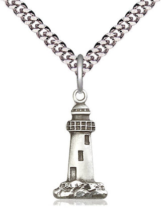 Pewter Lighthouse Medal Religious Jewelry