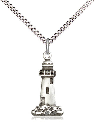 Sterling Silver Lighthouse Medal Religious Jewelry