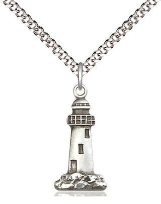 Sterling Silver Lighthouse Medal Religious Jewelry
