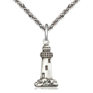 Sterling Silver Lighthouse Medal Religious Jewelry