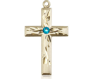 14kt Gold Filled Cross Pendant with a 3mm Zircon Swarovski stone on an 18-inch Gold Filled Light Curb Chain