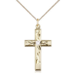 14kt Gold Filled Cross Pendant with 3mm Crystal Swarovski Necklace