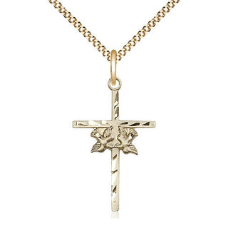 14kt Gold Filled Doves Cross Medal Catholic Jewelry
