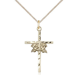 14kt Gold Filled Doves Cross Medal Catholic Jewelry