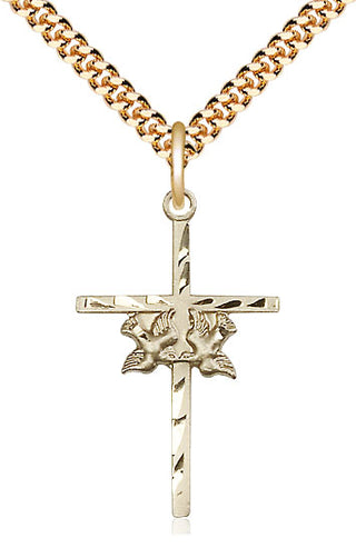 14kt Gold Filled Doves Cross Medal Catholic Jewelry