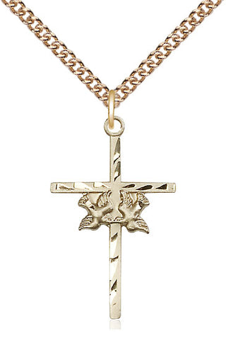 14kt Gold Filled Doves Cross Medal Catholic Jewelry