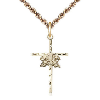 14kt Gold Filled Doves Cross Medal Catholic Jewelry