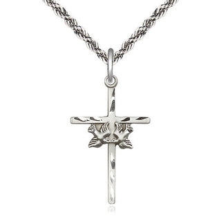 Sterling Silver Doves Cross Medal Catholic Jewelry