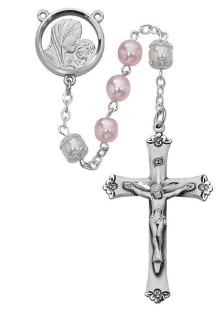 Mother Child Pink And White Rosary