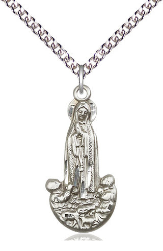 Sterling Silver Our Lady of Fatima Medal Catholic Jewelry