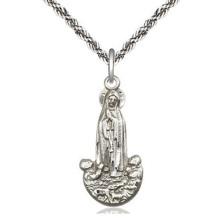 Sterling Silver Our Lady of Fatima Medal Catholic Jewelry