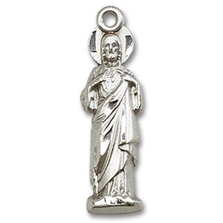 Sterling Silver Sacred Heart Medal Catholic Jewelry