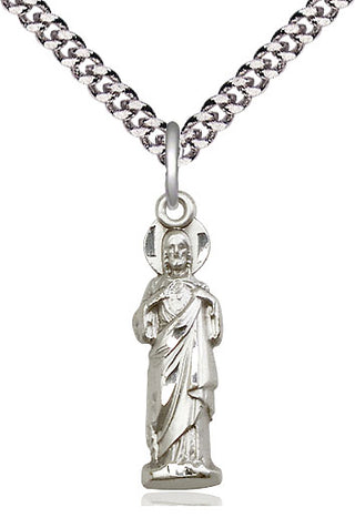 Sterling Silver Sacred Heart Medal Catholic Jewelry